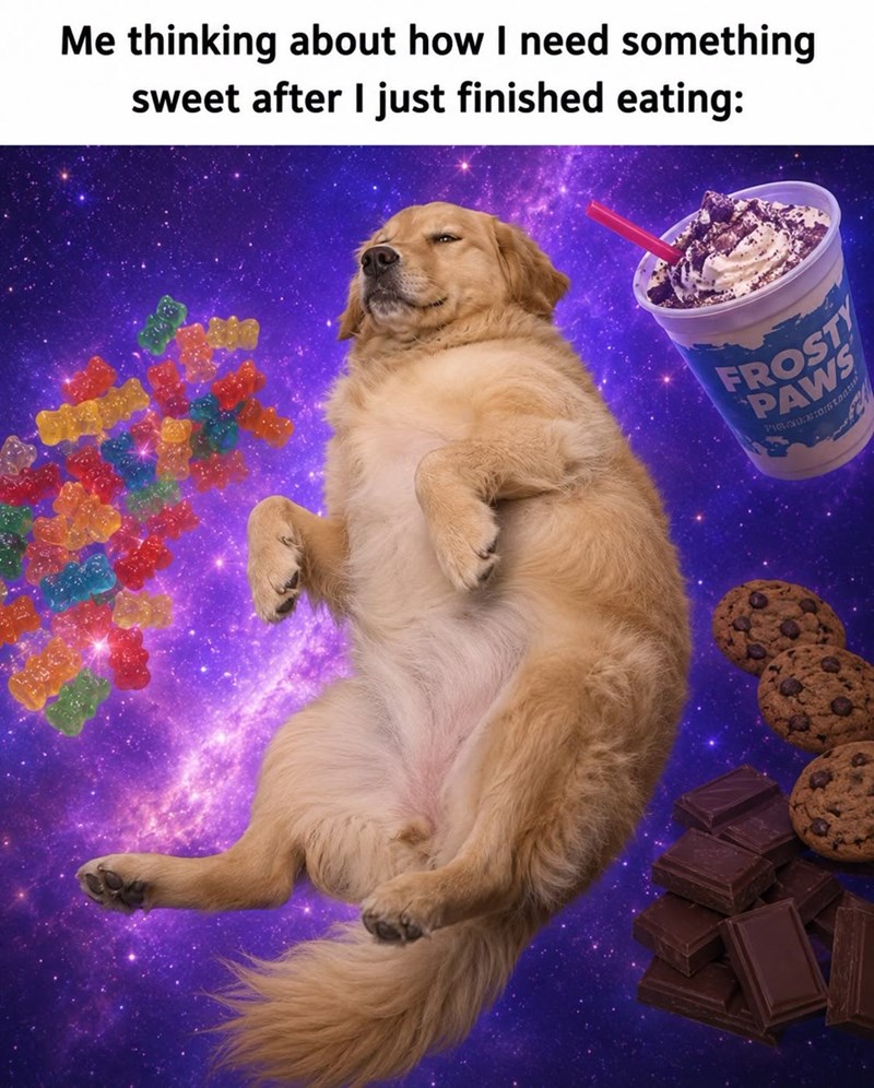 Me thinking about how I need something sweet after I just finished eating: FROST PAWS