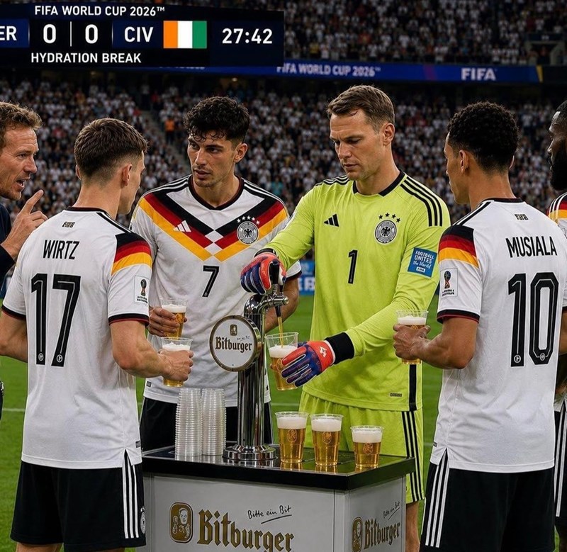 FIFA WORLD CUP 2026™M ER 0 0 CIV HYDRATION BREAK 27:42 FIFA WORLD CUP 2026" FIFA WIRTZ 17 A Bitburger E 1 ALL UNITES FITB MUSIALA 10 Bitte ein Bit Bitburger fatte in Sit Bitburger