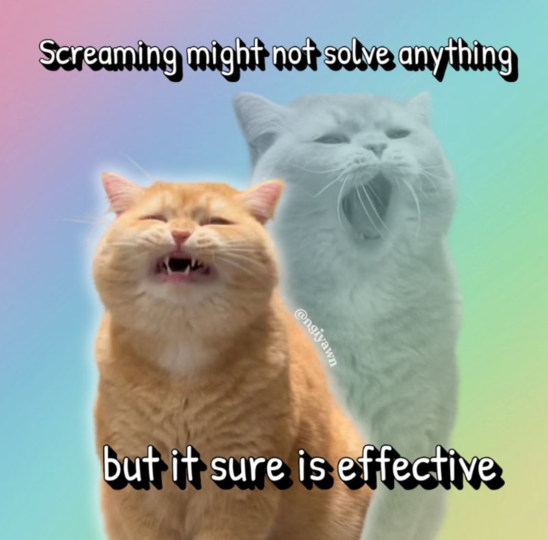 Screaming might not solve anything @ngiyawn but it sure is effective