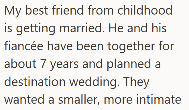 My best friend from childhood is getting married. He and his fiancée have been together for about 7 years and planned a destination wedding. They wanted a smaller, more intimate