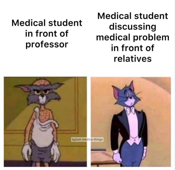 Medical student in front of professor Medical student discussing medical problem in front of relatives Ig/just.medico.things