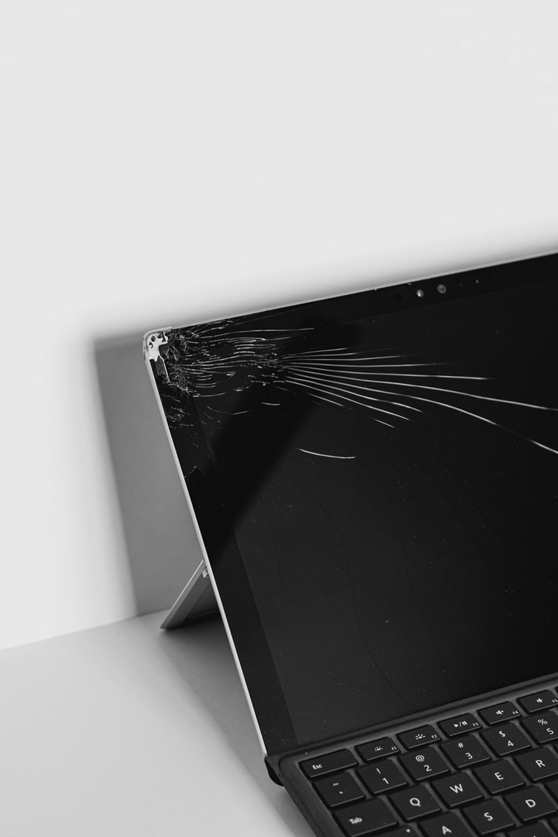broken black flat screen computer monitor