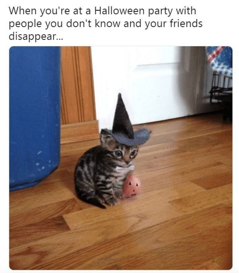 When you're at a Halloween party with people you don't know and your friends disappear...