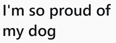 I'm so proud of my dog