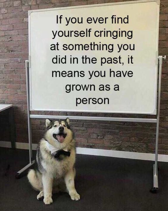 If you ever find yourself cringing at something you did in the past, it means you have grown as a person