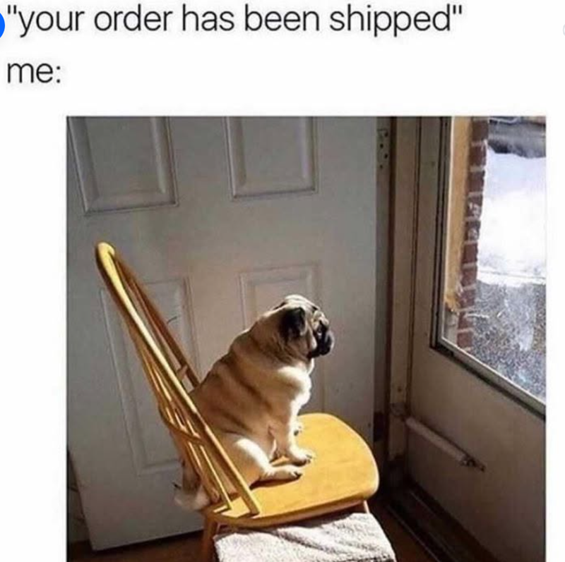 "your order has been shipped" me:
