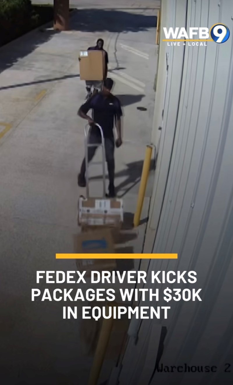 WAFB 9 LIVE + LOCAL FEDEX DRIVER KICKS PACKAGES WITH $30K IN EQUIPMENT Warchouse 2