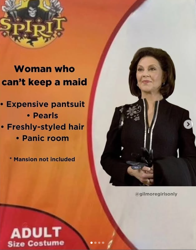SPIRIT Woman who can't keep a maid • Expensive pantsuit Pearls Freshly-styled hair • Panic room * Mansion not included ADULT Size Costume @gilmoregirlsonly