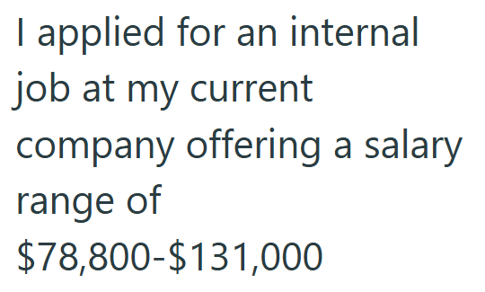 I applied for an internal job at my current company offering a salary range of $78,800-$131,000