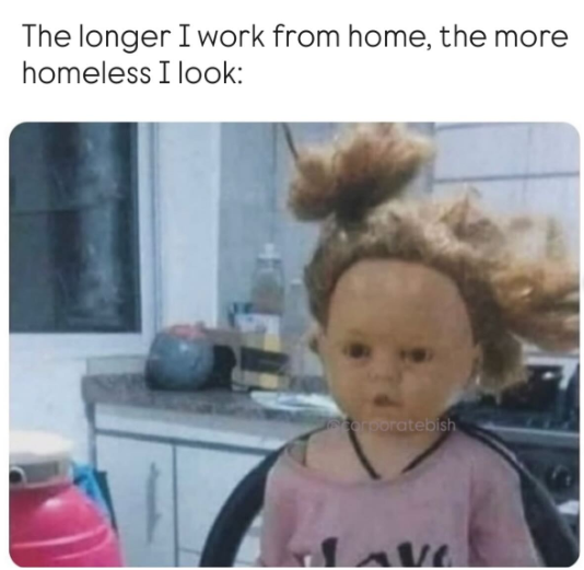 The longer I work from home, the more homeless I look: corporatebish