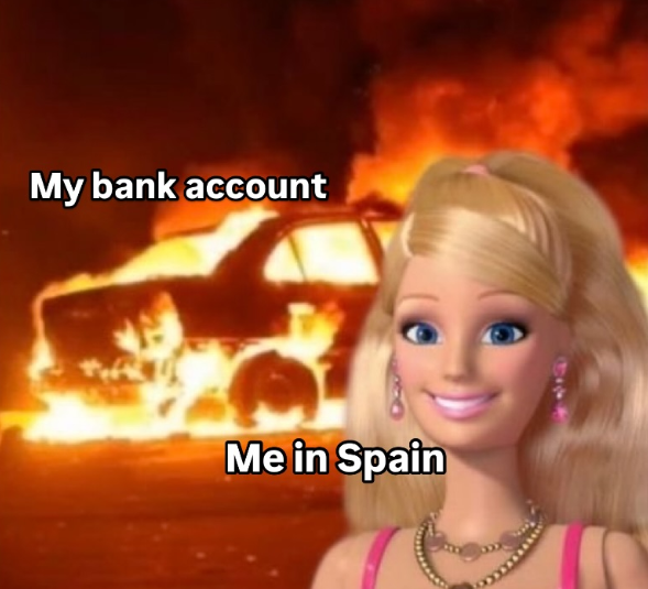My bank account Me in Spain