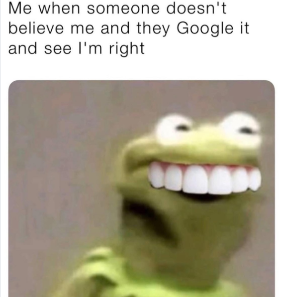 Me when someone doesn't believe me and they Google it and see I'm right