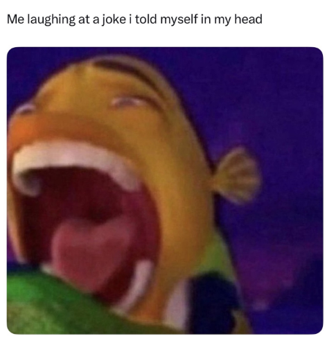 Me laughing at a joke i told myself in my head