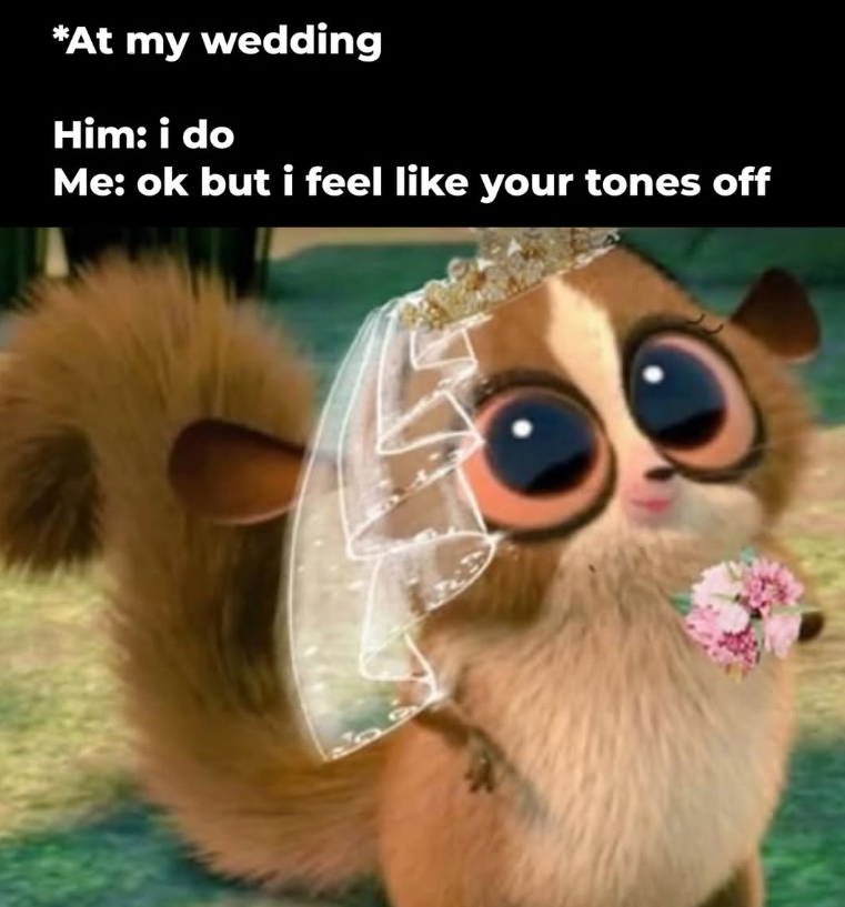*At my wedding Him: i do Me: ok but i feel like your tones off