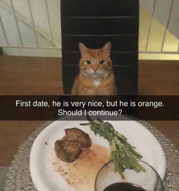 First date, he is very nice, but he is orange. Should I continue?
