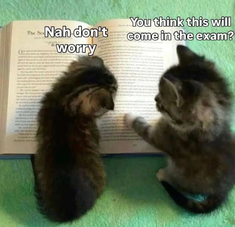 ......You think this will The Six Nah don't come in the exam? worry