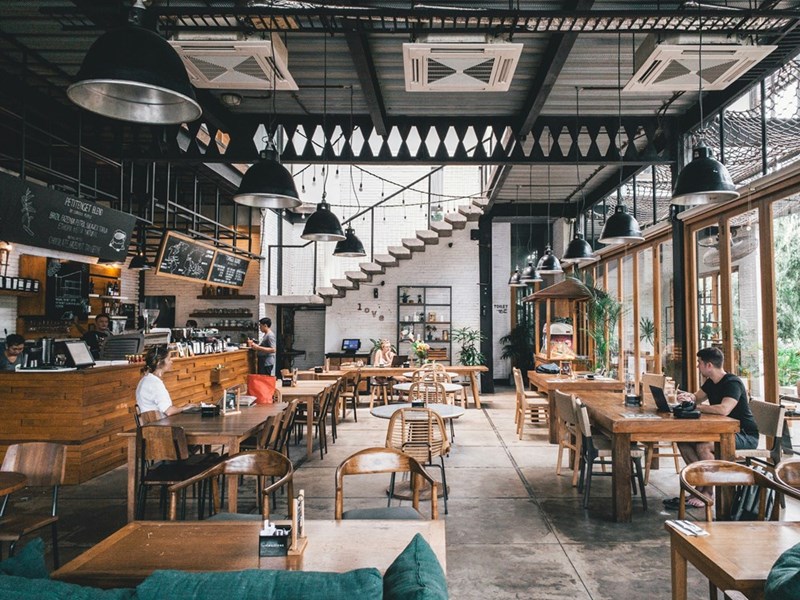 Visual representation of the interior of a restaurant.