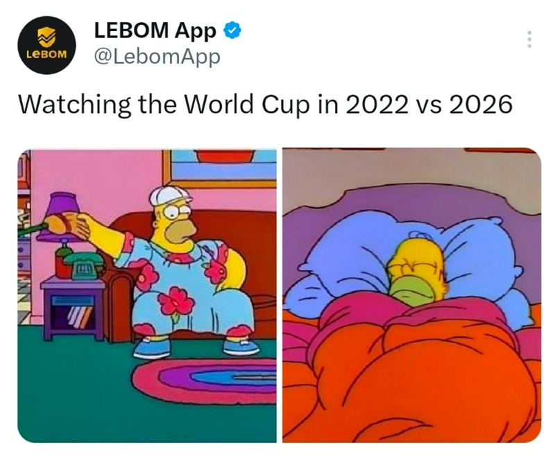 LEBOM App LEBOM @LebomApp Watching the World Cup in 2022 vs 2026