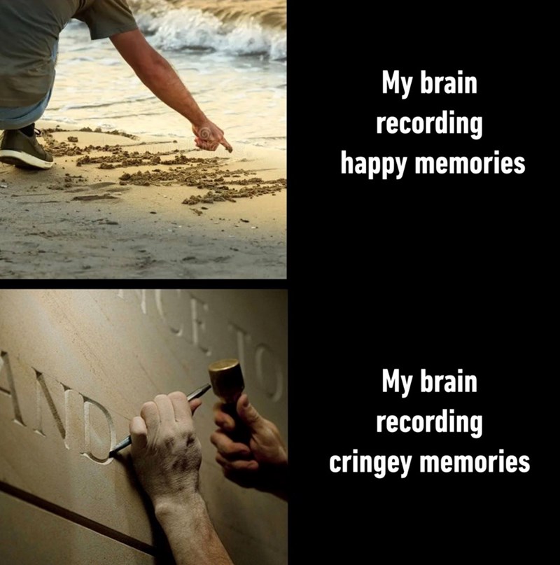 ND My brain recording happy memories My brain recording cringey memories