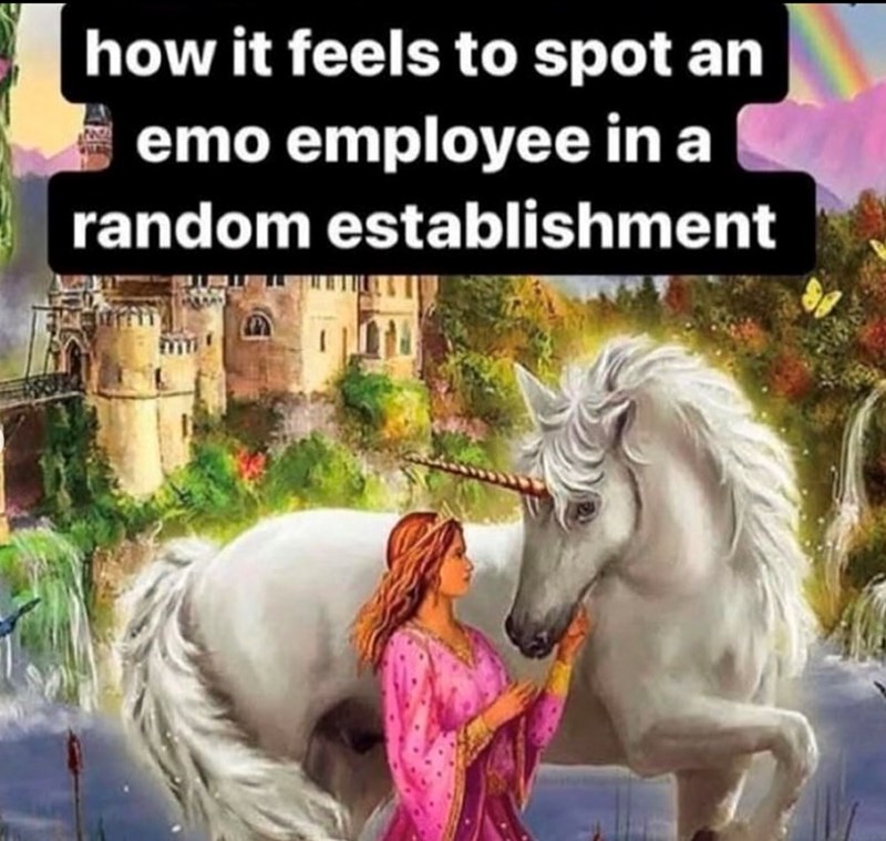 how it feels to spot an emo employee in a random establishment