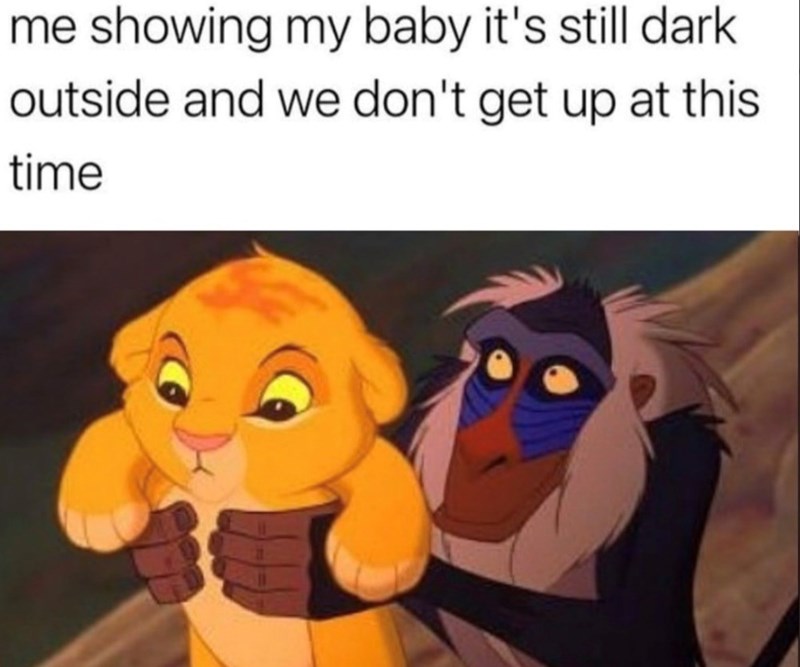 me showing my baby it's still dark outside and we don't get up at this time