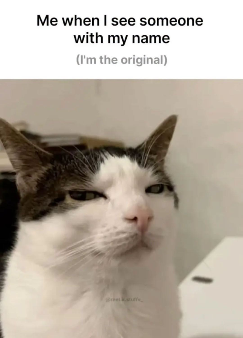 Me when I see someone with my name (I'm the original) @reetik.stuffs