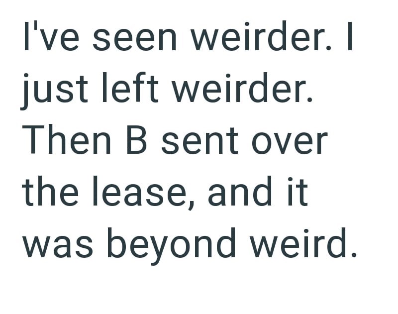 I've seen weirder. I just left weirder. Then B sent over the lease, and it was beyond weird.