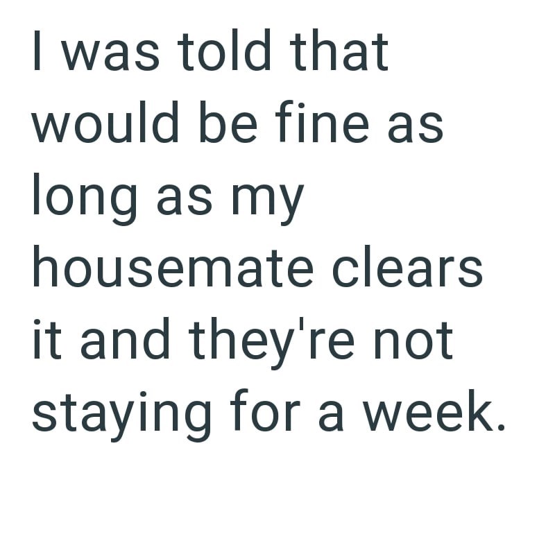 I was told that would be fine as long as my housemate clears it and they're not staying for a week.