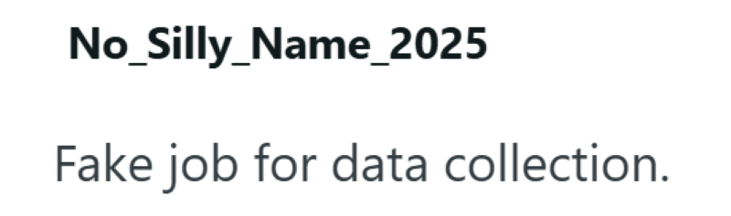 No_Silly_Name_2025 Fake job for data collection.