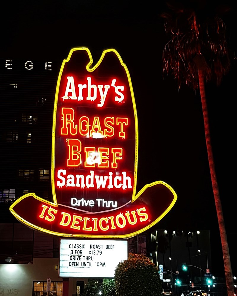EGE i Arby's ROAST BEEF Sandwich Drive Thru IS DELICIOUS CLASSIC ROAST BEEF 3 FOR DRIVE-THRU $13.79 OPEN UNTIL 10PM