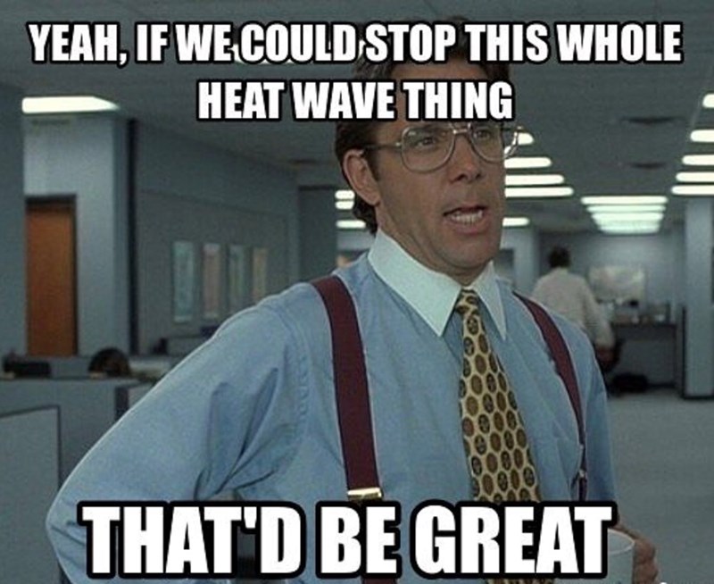 YEAH, IF WE COULD STOP THIS WHOLE HEAT WAVE THING THAT'D BE GREAT