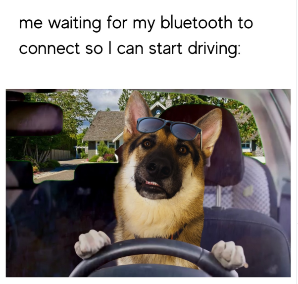 me waiting for my bluetooth to connect so I can start driving: