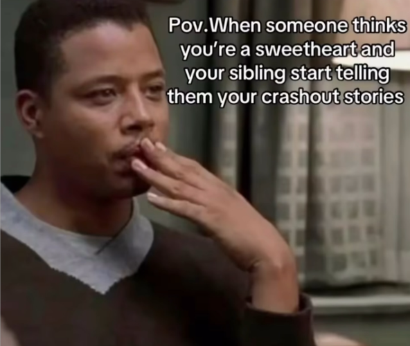 Pov.When someone thinks you're a sweetheart and your sibling start telling them your crashout stories