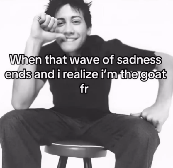 When that wave of sadness ends and i realize i'm the goat fr