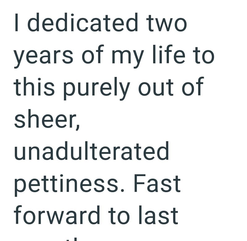 I dedicated two years of my life to this purely out of sheer, unadulterated pettiness. Fast forward to last