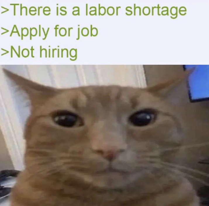 >There is a labor shortage >Apply for job >Not hiring