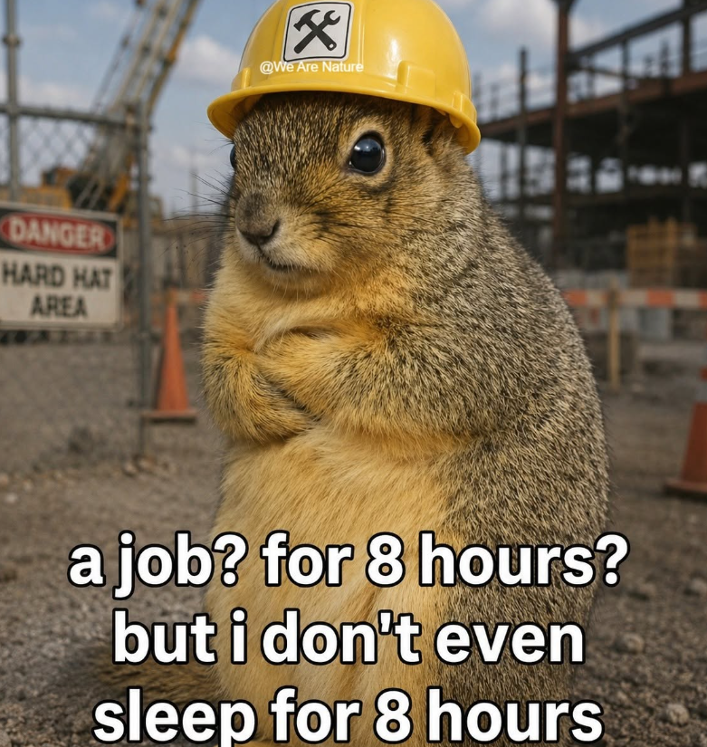 DANGER HARD HAT AREA ☑ @We Are Nature a job? for 8 hours? but i don't even sleep for 8 hours