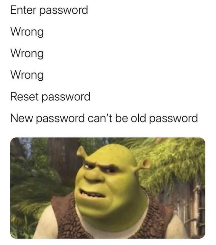 Enter password Wrong Wrong Wrong Reset password New password can't be old password