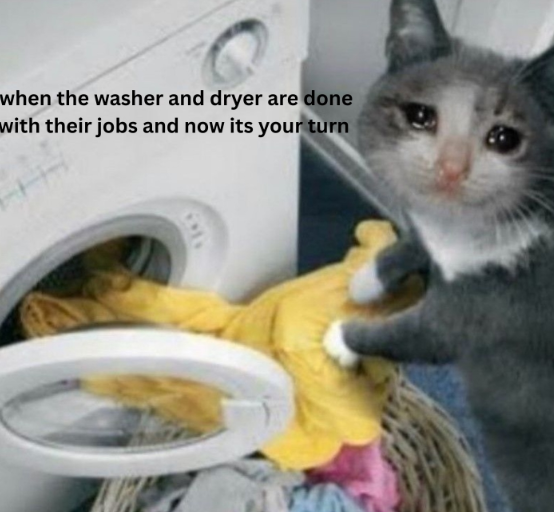 when the washer and dryer are done with their jobs and now its your turn