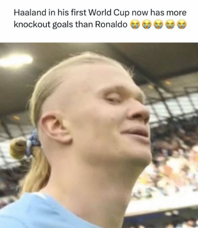Haaland in his first World Cup now has more knockout goals than Ronaldo