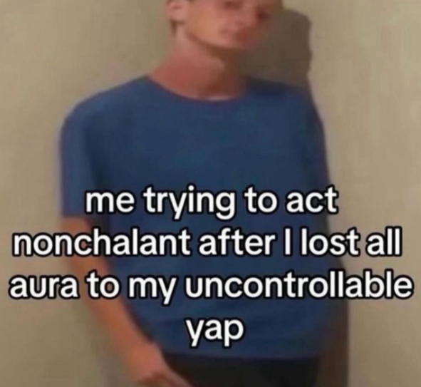 T me trying to act nonchalant after I lost all aura to my uncontrollable yap