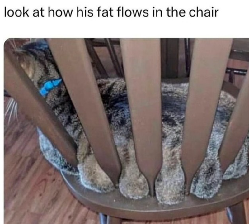 look at how his fat flows in the chair