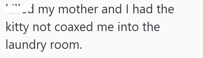 __ my mother and I had the kitty not coaxed me into the laundry room.