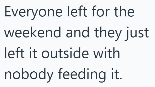 Everyone left for the weekend and they just left it outside with nobody feeding it.