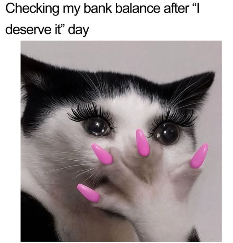 Checking my bank balance after "I deserve it" day