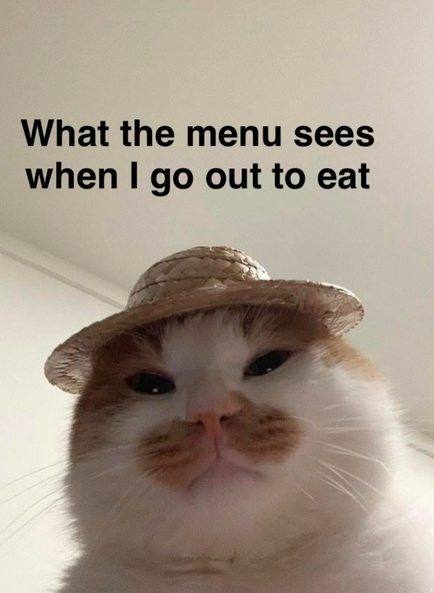 What the menu sees when I go out to eat