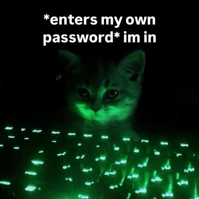 *enters my own password* im in