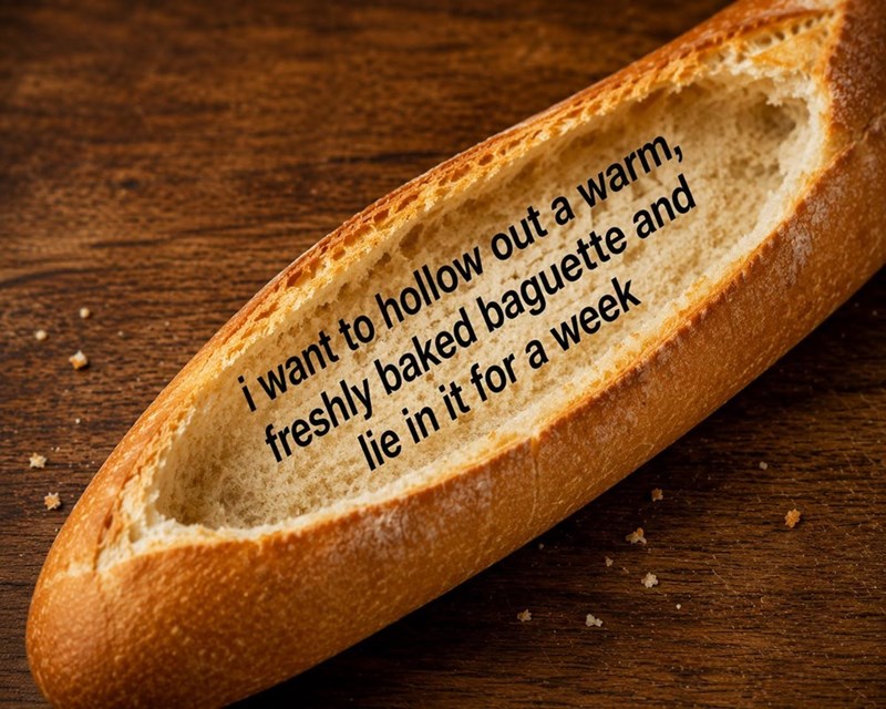 i want to hollow out a warm, freshly baked baguette and lie in it for a week