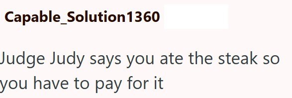 Capable Solution 1360 Judge Judy says you ate the steak so you have to pay for it