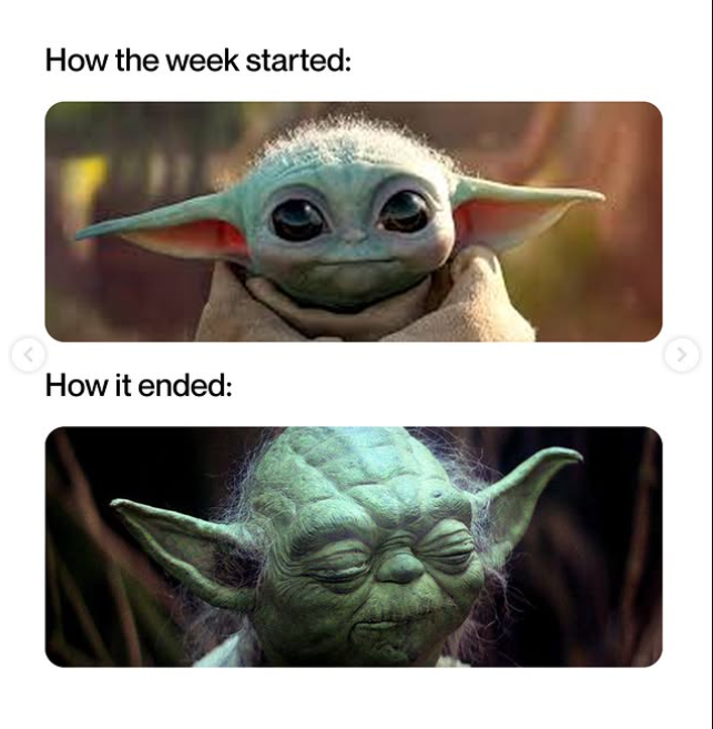 How the week started: How it ended: >